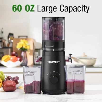 TUUMIIST Cold Press Juicer with 5.3" Extra Large Feed Chute Fit Whole Fruits & Vegetables Easy to Clean, High Juice Yield